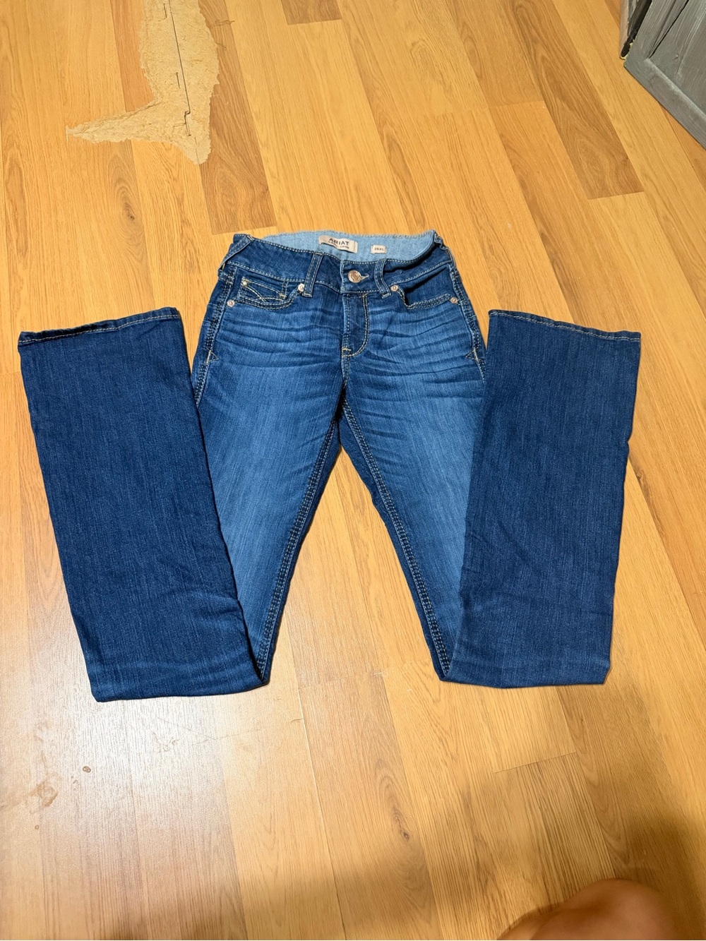 Ariat R.E.A.L. Denim Mid Rise Trouser Flare Jeans Blue Size 26L